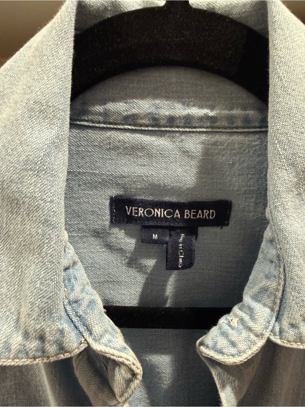 Veronica Beard Maya Chambray Button-Down Shirt in Sky - Picture 10 of 11